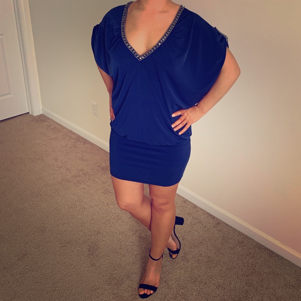Dark blue sequin dress